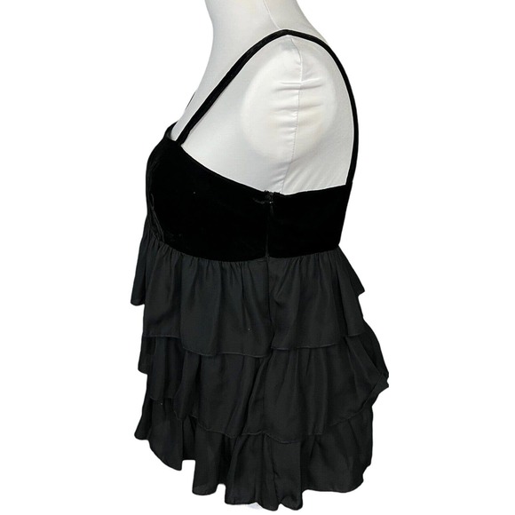 Erin Fetherston for Target Shirt Juniors Size 7 Black Tiered Sleeveless Velvet - Picture 2 of 4